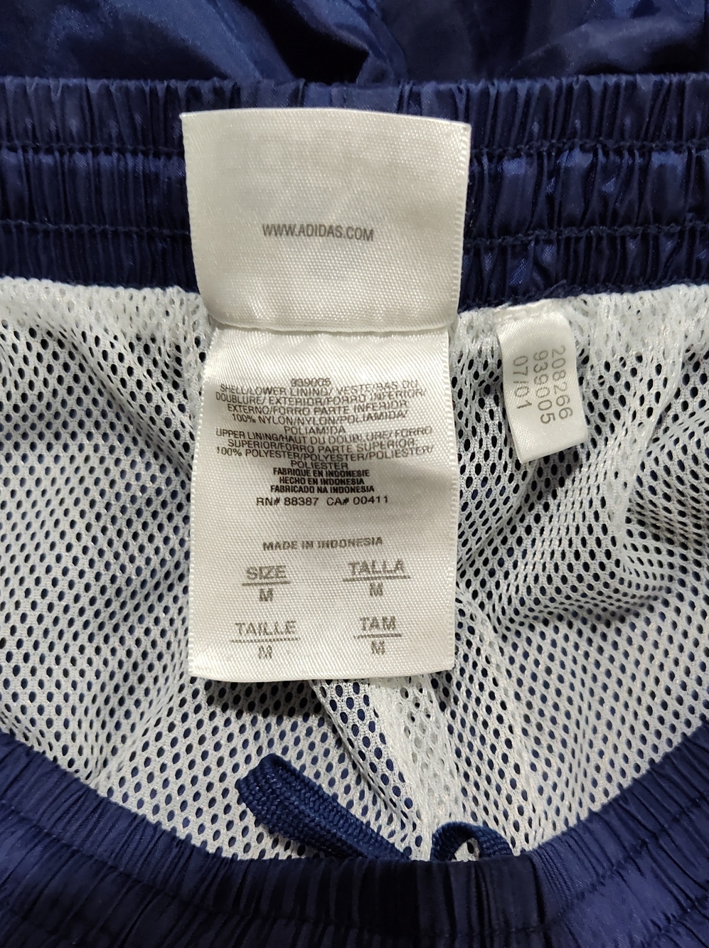 VTG Adidas Windbreaker Track Pants w/Pockets, Mesh-Lined, Men’s M. Blue. 2001 - Picture 6 of 8